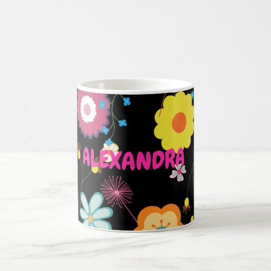 Mug Floral Flower Power Coloré rose (Centre)