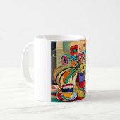 Mug Floral Flowers Colourful Modern Abstract Art Print (Devant gauche)