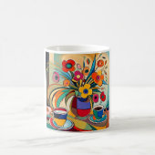 Mug Floral Flowers Colourful Modern Abstract Art Print (Centre)
