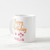 Mug Floral Flowers Happy Birthday Handlettering (Devant gauche)