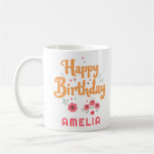 Mug Floral Flowers Happy Birthday Handlettering (Gauche)