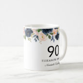 Mug Floral flush de la marine Personnalisé 90e anniver (Devant droit)
