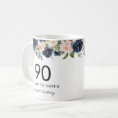 Mug Floral flush de la marine Personnalisé 90e anniver (Devant gauche)