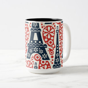 Mug floral folk Paris bi-ton