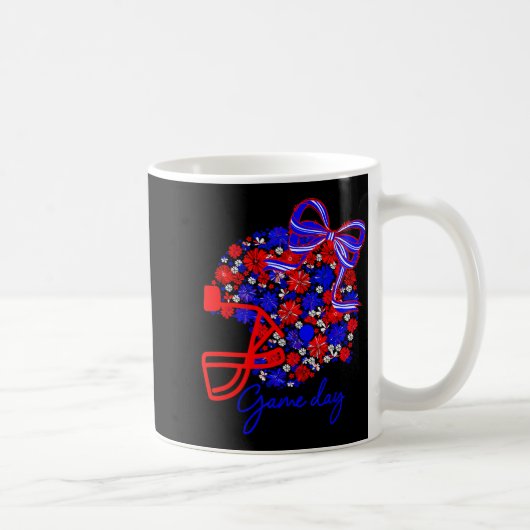 Mug Floral Football Game Day Girly Team Srit Blue Red  (Droite)