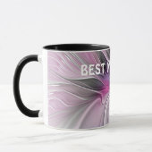 Mug Floral Fractal Abstrait Fleur rose gris Meilleure  (Gauche)