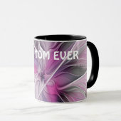 Mug Floral Fractal Abstrait Fleur rose gris Meilleure  (Devant droit)