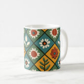 Mug floral géométrique rétro (Devant droit)