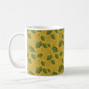 Mug Floral Ginkgo Motif jaune feuille