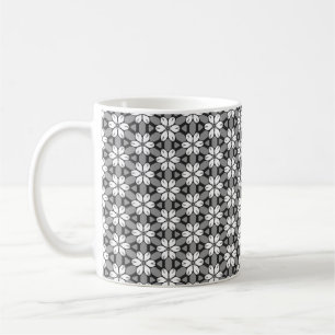 Mug Floral gris, noir et blanc