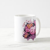 Mug Floral Halloween Citrouille rose (Devant droit)
