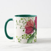Mug Floral Irlandais Blessing Rouge Rose Vert Clover (Gauche)