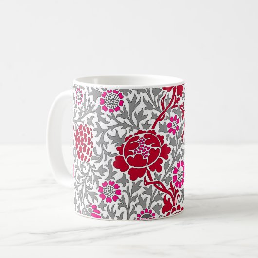 Mug Floral jacobéen, rose et gris foncé (Devant gauche)