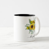 Mug floral jaune personnalisé (Devant droit)