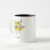 Mug floral jaune personnalisé (Devant gauche)
