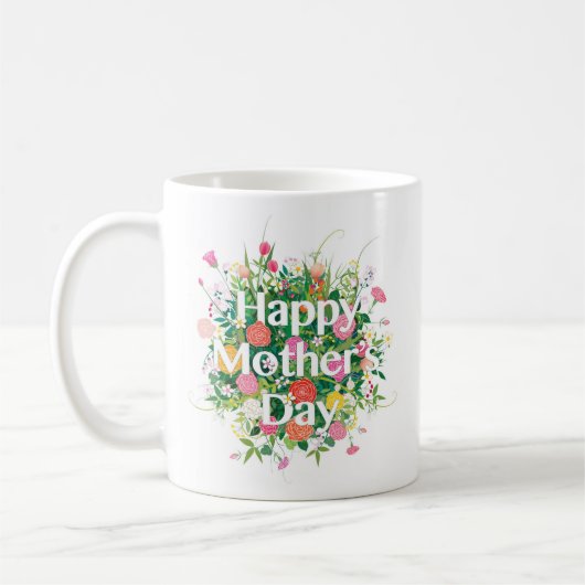 Mug Floral Joyeuse Fête des mères | Vacances (Gauche)