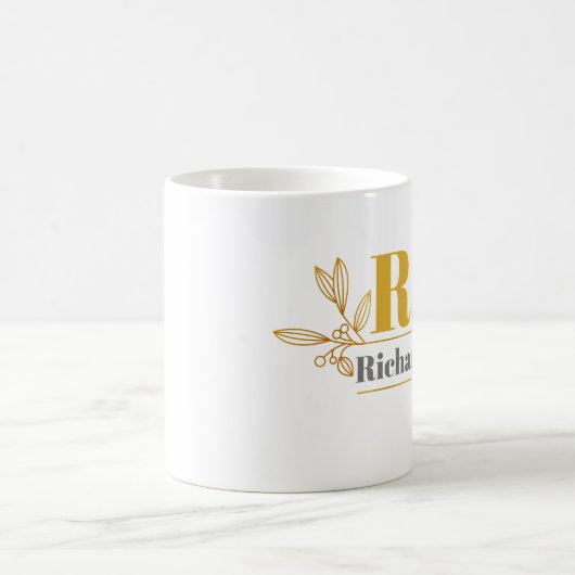 Mug Floral Laurel Lettre initiale Monogramme Nom Café (Centre)