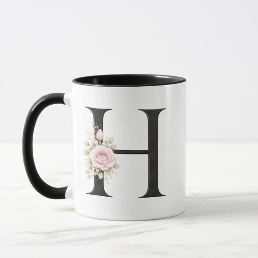 Mug Floral Letter H Monogram | Elegant Initial H Logo (Gauche)