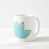 Mug Floral Lotus Seafoam Blue & Faux Gold (Devant droit)