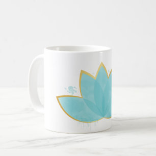 Mug Floral Lotus Seafoam Blue & Faux Gold