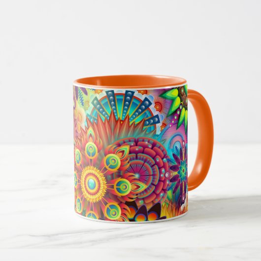 Mug Floral Mandala Collage psychédélique (Devant droit)