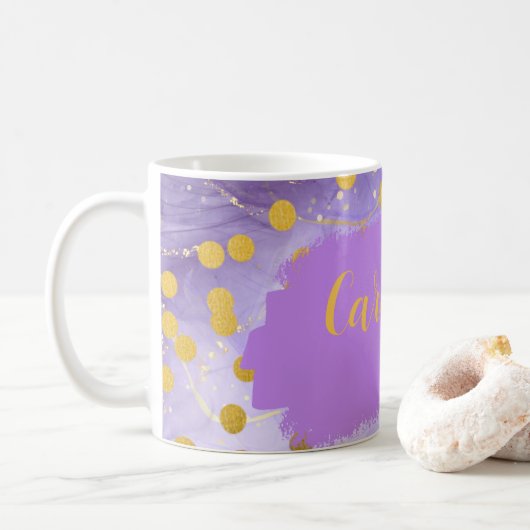 Mug Floral marbré violet personnalisé (Avec donut)