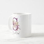 Mug Floral Maroon Blush Ajouter Nom Lettre S Monogramm (Devant gauche)
