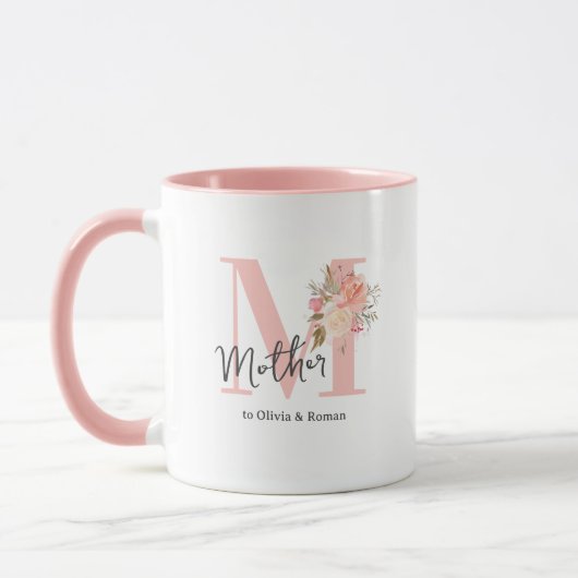 Mug Floral mère initiale mère (Gauche)