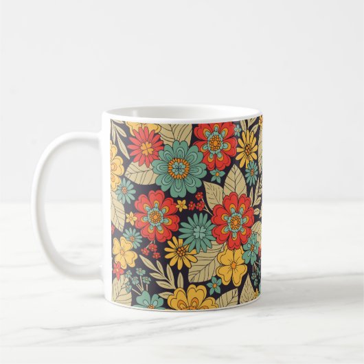 Mug Floral Moderne, Lumineux Et Coloré (Gauche)