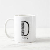 Mug Floral moderne noir et blanc I Initiale D et nom (Gauche)