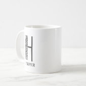 Mug Floral moderne noir et blanc initial (Devant gauche)