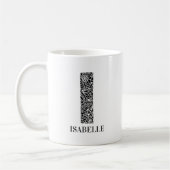Mug Floral moderne noir et blanc initial I et nom (Gauche)