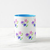 Mug Floral moderne, rose, bleu, mauve, vert sur blanc (Centre)