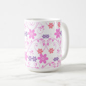 Mug Floral moderne violet rose (Devant droit)