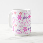 Mug Floral moderne violet rose (Devant gauche)