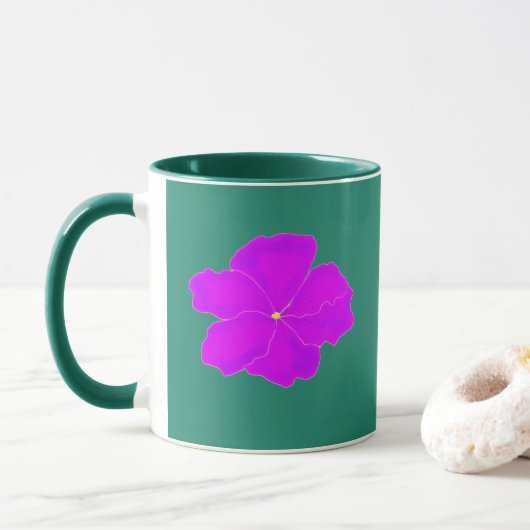 Mug Floral moderne violet vert émeraude (Avec donut)
