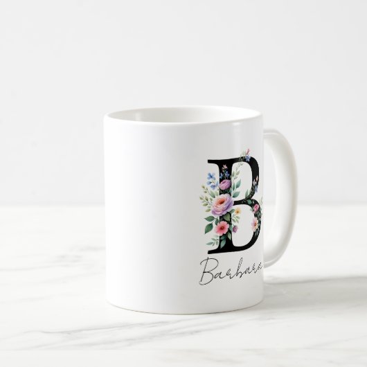 Mug  Floral Monogram – Letter B (Devant droit)