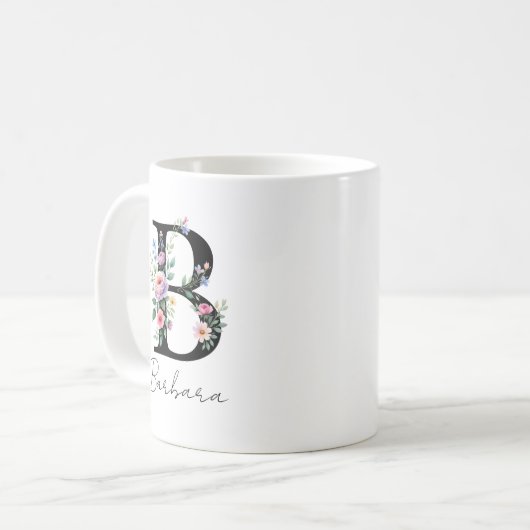 Mug  Floral Monogram – Letter B (Devant gauche)