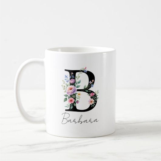 Mug  Floral Monogram – Letter B (Gauche)