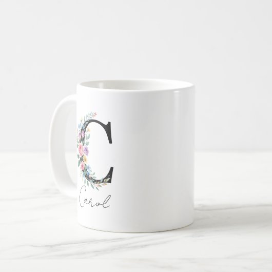 Mug  Floral Monogram – Letter C (Devant gauche)