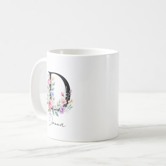 Mug  Floral Monogram – Letter D (Devant gauche)