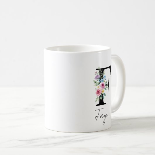 Mug  Floral Monogram – Letter F (Devant droit)