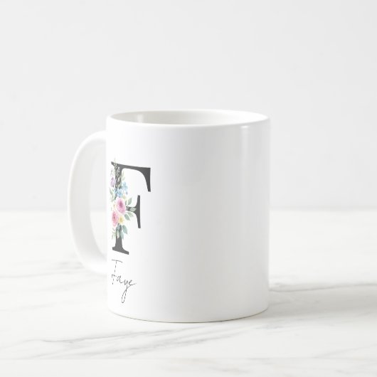 Mug  Floral Monogram – Letter F (Devant gauche)