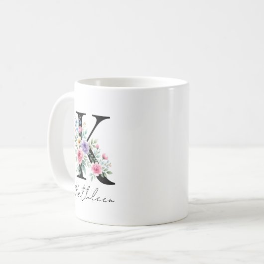 Mug  Floral Monogram – Letter K (Devant gauche)