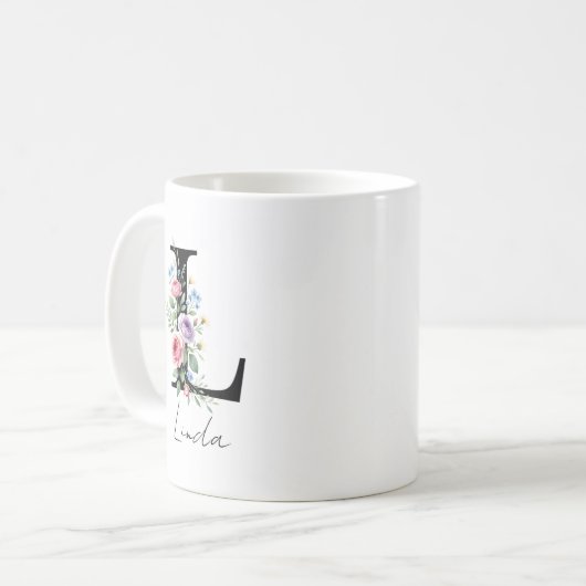 Mug  Floral Monogram – Letter L (Devant gauche)