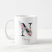 Mug Floral Monogram – Letter N (Gauche)