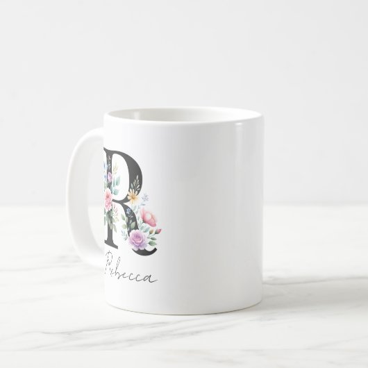 Mug  Floral Monogram – Letter R (Devant gauche)