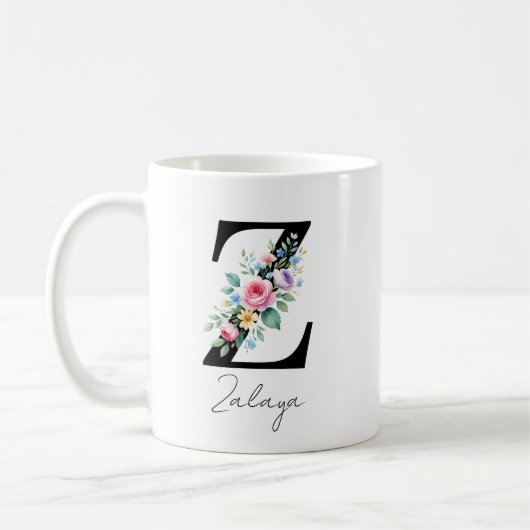 Mug  Floral Monogram – Letter Z (Gauche)