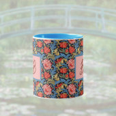 Mug Floral Monogram Pink Blue William Morris Style