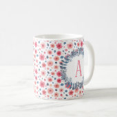Mug Floral monogramme personnalisé (Devant droit)